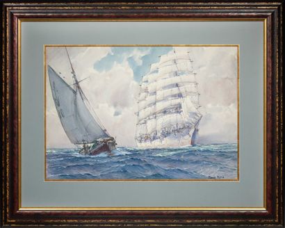 Paul Emmanuel DURAND COUPEL DE SAINT-FRONT dit MARIN-MARIE (1901-1987) 
Four-Masted...