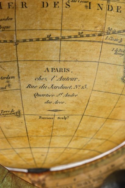 Charles François DELAMARCHE (1740-1817) 
Bel ensemble d'un globe terrestre et d'une...