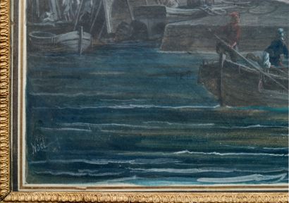 Alexandre Jean NOEL (1752-1834) L'arsenal de Brest
Aquarelle et gouache, signée Noël...