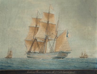 Antoine ROUX (1765-1835) Ms. RECAMIER. Nantes. Mrs J.V. and G. LAURIOL shipowners
Watercolour...