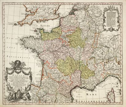 Guillaume de l'ISLE (1675-1726) Carte de France signée dans un cartouche GUILLIELMUM...