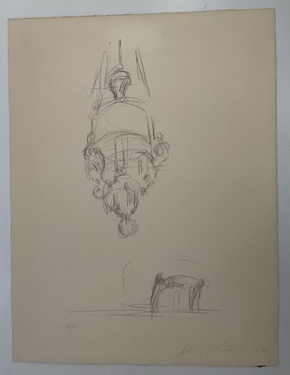 Alberto GIACOMETTI (1901-1966) 椅子和悬挂物，1965年
MBK纸上的黑色石版画，在75号上用铅笔签名和编号。所有边距未修剪
65...