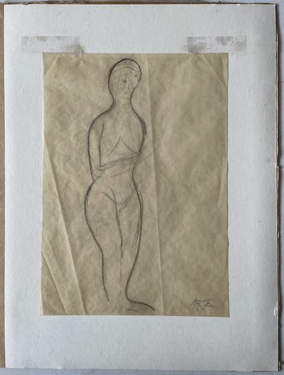 Hans ARS (1886-1966) 人物
描图纸，右下角签名 28.5 x 19.5 cm (有些褶皱)