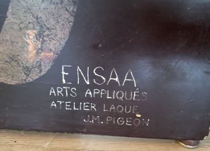 L.M. PIGEON pour ENSAA (Arts Appliqués Atelier Laque) Paravent trois feuilles en...