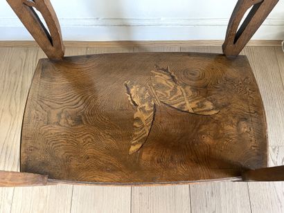 Émile GALLÉ (1846-1904) Stained beechwood middle table with uprights decorated with...