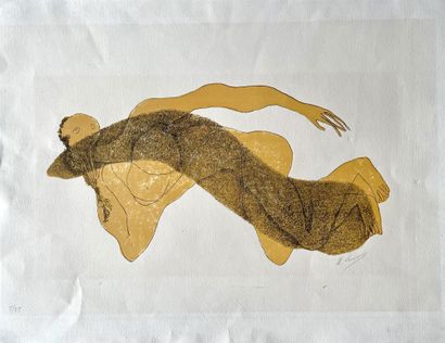 Henri Laurens (1885-1954) 躺着的女人，大约在1950年
，在Arches牛皮纸上的双色石版画，在75号上签名和编号。所有页边未作修剪
50...