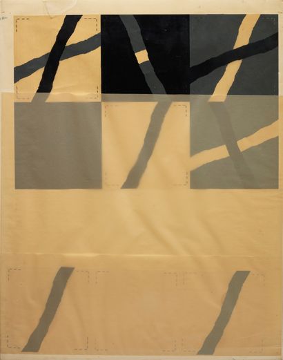 Alain KIRILI (1946-2021) Composition, 1971
Collage, dédicacé au dos
65 x 50 cm