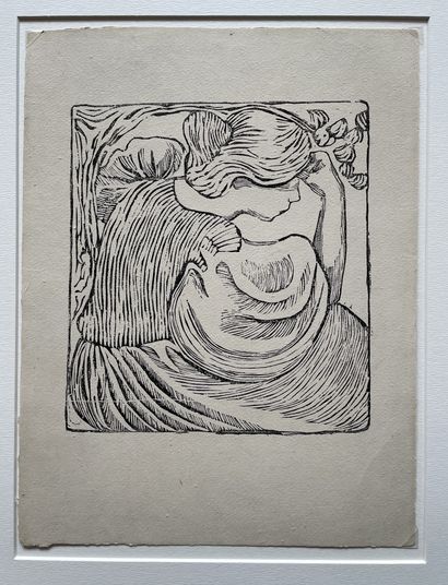 Aristide MAILLOL (1861-1944) Jeune femme pensive, 1890-1892
Wood engraving (19 x...