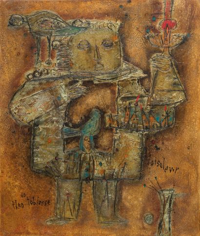 THEO TOBIASSE (1927-2012) L'oiseleur, 1960
Huile sur toile, signée en bas à gauche,...