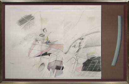 MICHEL TYSZBLAT (1936-2013) Composition, 1982
Crayon et aquarelle, signé des initiales...