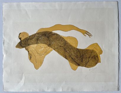 Henri Laurens (1885-1954) Femme allongée, circa 1950
Lithographie en deux couleurs...