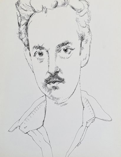Endre ROZSDA (1913-1999) Autoportrait, circa 1930
Encre sur papier, cachet de l'atelier...