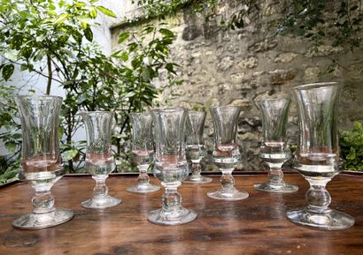 null 
Eight glass stemware 



XIXth century


H. of one 14 cm (different sizes)...
