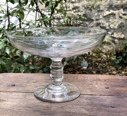null 
Lot including: 


- A blown glass bowl on a pedestal. Late 19th century. H....