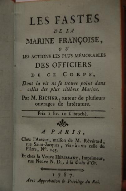 RICHER (Adrien) Les fastes de la marine françoise, ou les actions les plus mémorables...