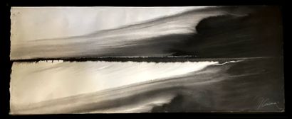 Michel GUERANGER 景观, 1993

流浪的观点 "系列

木板油画，右下方有签名和日期

47 x 123,5 cm