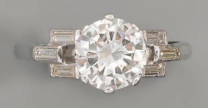 null Bague diamant brillanté (2,13 cts), en or et diamants