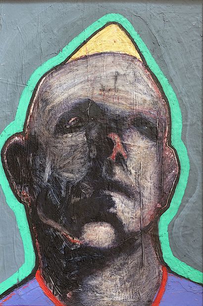 SANKARÉ Jean-Charles Untitled / Mixed media on paper / Signed on the back / 29,4...