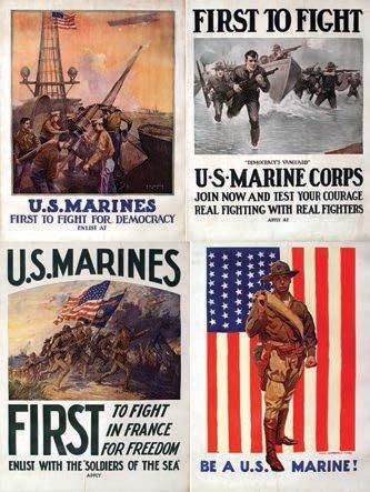 null U.S. Marines 1917 - SHAFER L.A./RIESENBERG S./MONTGOMERY FLAGG Lot de 4 Aff....
