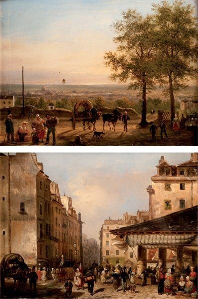 Giuseppe CANELLA (Vérone 1788 - Florence 1847) «Vue de Paris depuis Montmartre»,...
