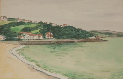 Albert MARQUET (1875-1947) «Paysage de la côte Basque» Aquarelle. Signée en bas à...