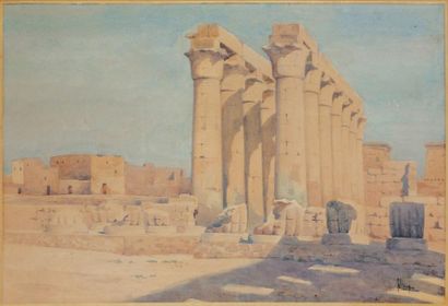 Jules LESAGE (Actif fin XIXe - début XXe) «Souvenirs d'Egypte, 1909» Aquarelle. Signée...