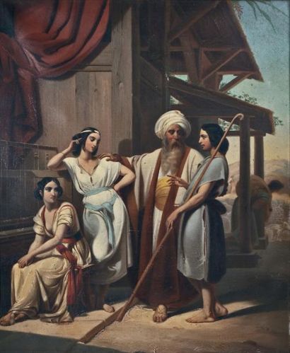 Ecole ORIENTALISTE du XIXe du siècle «Jacob et ses fils» Huile sur toile. 81 x 65...