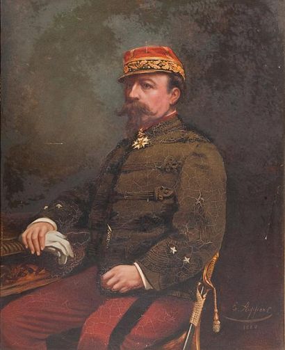 E. APPERT, actif au XIXe siècle «Portrait du général de Brigade» Huile sur carton,...