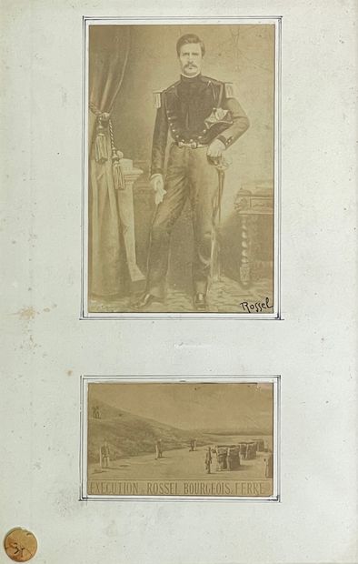null Deux photographies :
- Portrait du Colonel ROSSEL. Format cabinet.
- Photomontage...