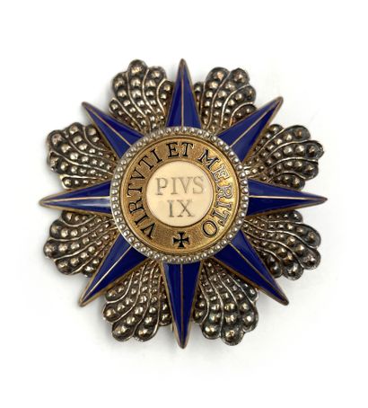  VATICAN ORDER OF PIE IX. Grand Cross plate, silver, vermeil and enamel. Reverse...