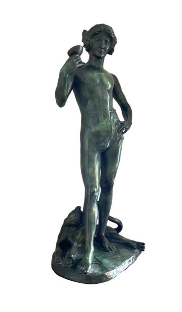 Antonin Jean-Paul CARLES (1851-1919) d'après 
Bacchus, 1903
Green patina bronze print,...