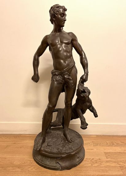 Adrien Étienne GAUDEZ (1845-1902) 
Le Belluaire
Proof in bronze with brown patina,...