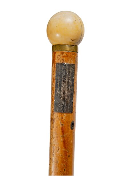  * Cane of CHATEAUBRIAND Cane with wooden shaft and ivory pommel (in its state)....