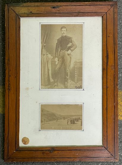 Deux photographies : - Portrait du Colonel ROSSEL. Format cabinet. - Photomontage...