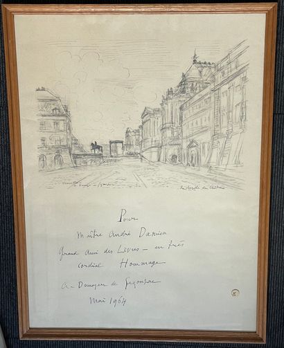 André Albert Marie DUNOYER DE SEGONZAC (1884- 1974) View of Versailles Ink and pencil...