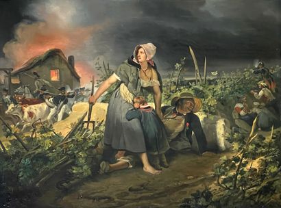 Horace VERNET, attribué à "The farmer defending her people against the Russians in...