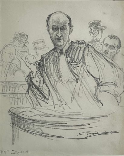 René AUBERT (1894-1977), Ecole française «Maitre Izard»
Dessin au crayon, signé en...