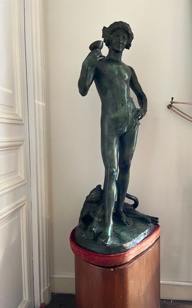 Antonin Jean-Paul CARLES (1851-1919) d'après 
Bacchus, 1903
Green patina bronze print,...