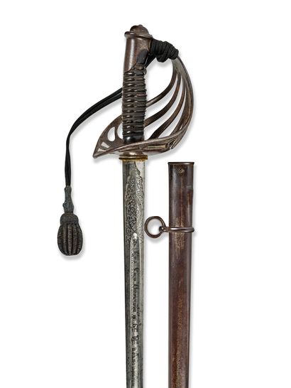 Charles Ernest BORGNIS DESBORDES (1843-1925) 
Strong battle sword.
Horn handle with...