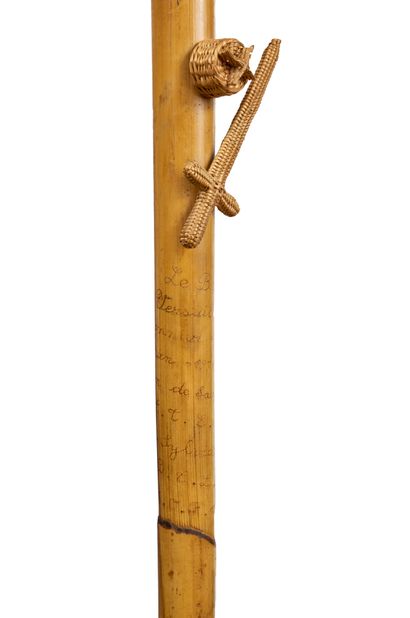  Souvenir of the batonnier André DAMIEN Large stick decorated with a sculpture of...