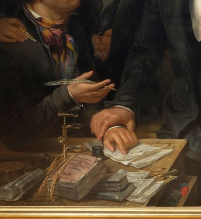 Balthasar Charles LARPENTEUR (1783-c.1846) 
"凡尔赛监狱中的拉斯帕尔：幸福的重逢

非常大且重要的布面油画，签名和日期为1833年...