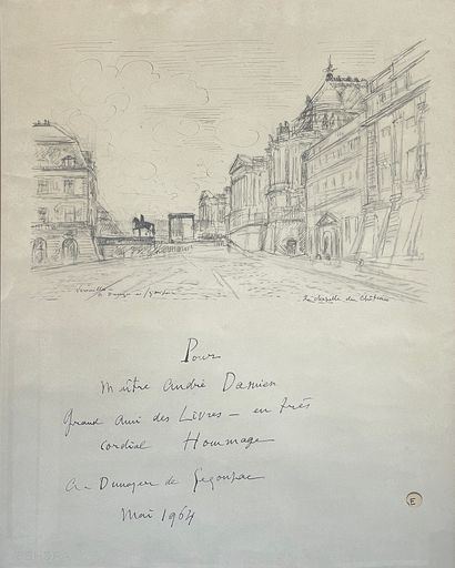André Albert Marie DUNOYER DE SEGONZAC (1884- 1974) Vue de Versailles Encre et crayon...
