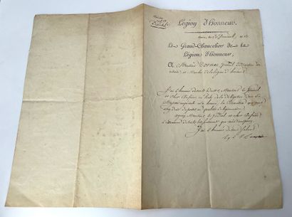 null ORDER OF THE LEGION OF HONOR Letter of nomination of the Major General Jean...