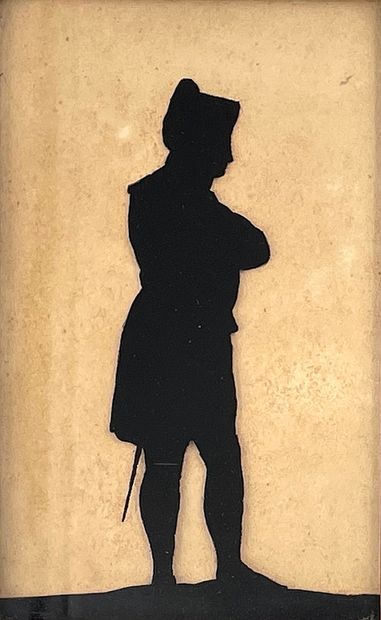 null 
Silhouette peinte en noir en papier découpé «L'Empereur Napoléon 1er en pied,...