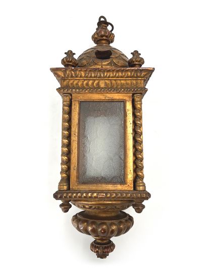 Lantern in gilded carved wood decorated with...