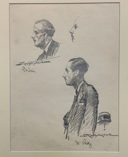 René AUBERT (1894-1977), Ecole française «L'affaire de Récy»
Belle suite de 19 dessins...