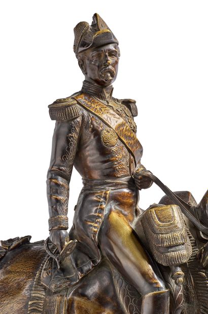 Paul GAYARD (1807-1855) Marshal Mac-Mahon Sculpture in patinated bronze, signed on...