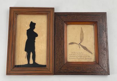 null 
Silhouette painted in black in cut paper "Emperor Napoleon 1st in foot, arms...