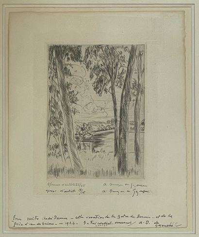 André Albert Marie DUNOYER DE SEGONZAC (1884-1974) 
View of the Swiss water feature
Artist's...