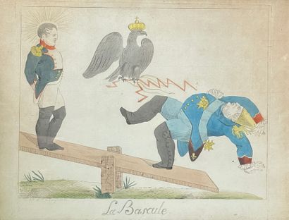 L'Empereur Napoléon 1er 
Deux gravures satiriques, rehaussées d'aquarelle.
- La bascule....